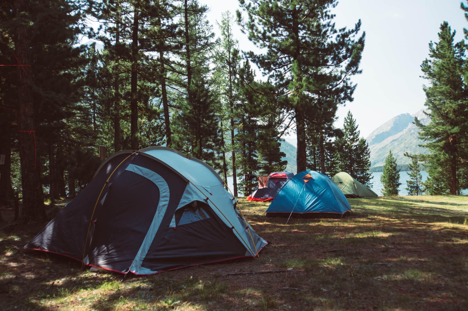 touristic-tent-forest-tent-camping-woods-tourists-camped-woods-shore-lake-hillside